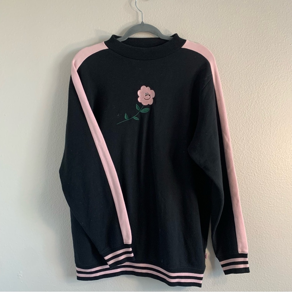 SOLD Lazy Oaf Black and Pink Crew Neck Sweater